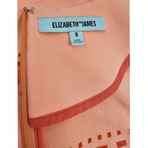 Size 8 Elizabeth & James Orange Sherbet See Through Laser Cut Bodycon Mini Dress - Picture 6 of 6